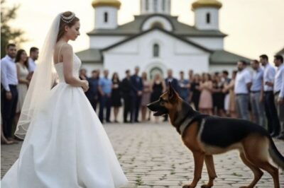 En la boda, el perro de la novia bloqueó el camino.