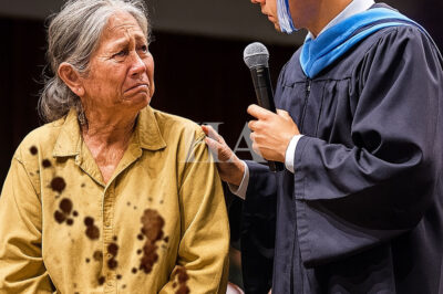 A MOTHER ARRIVED DIRTY AT HER SON’S GRADUATION… AND WHAT THE YOUNG MAN SAID INTO THE MICROPHONE…