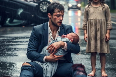NIÑA SIN HOGAR VE A UN MILLONARIO HERIDO CON UN BEBÉ BAJO LA LLUVIA, PERO ELLA LO RECONOCE CUANDO…