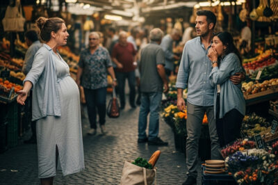 A punto de dar a luz, mi esposa fue sola a comprar cosas para el bebé y, de forma inesperada, me vio en el mercado con mi amante. Solo me envió un mensaje… y me dejó paralizado en el acto.