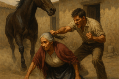 El hijo agarró a su madre por el cabello y la arrastró como si fuera basura. Un caballo sencillo, sin jinete y sin riendas, apareció entre el polvo y se enfrentó al agresor que la había maltratado, salvando así a la anciana.