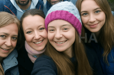 Parece una foto inofensiva de seis amigos, pero hay un detalle extraño…..