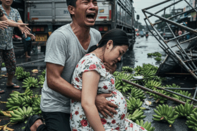 Mi esposo me dijo que vendiera estos plátanoss esta mañana y luego tomara la licencia de maternidad, falta solo un mes para que nazca nuestro hijo.