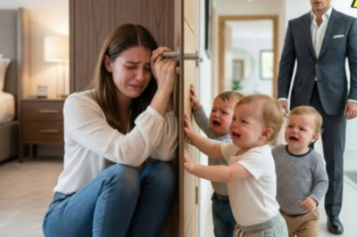 Un millonario sorprende a sus trillizos llorando, intentando abrir la puerta para la niñera encerrada por la madrastra.