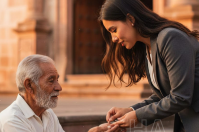 Después de que mi esposo murió, conseguí un nuevo trabajo, y todos los días dejaba algo de dinero para un anciano sin hogar que se sentaba fuera de la biblioteca. Un día, cuando me agaché como siempre, de repente me tomó la mano y dijo: ‘Has sido demasiado amable. No vayas a casa esta noche. Quédate en un hotel. Mañana te mostraré algo.’