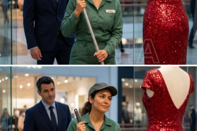 Tras 7 años de divorcio, encontró a su exesposa trabajando como personal de limpieza, observando en silencio un vestido de un millón de dólares detrás del escaparate