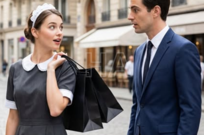 La llevó a París solo para cargar sus bolsas, creyéndola inferior. Pero cuando ella abrió la boca en la boutique de lujo, el millonario quedó paralizado.