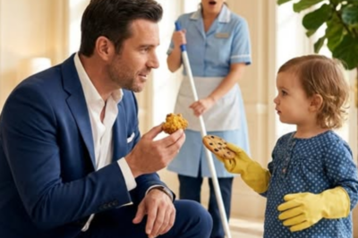 Todos temían mirar al millonario a los ojos… hasta que la hija de la limpieza entró en su despacho con una galleta y un secreto que lo cambió todo.